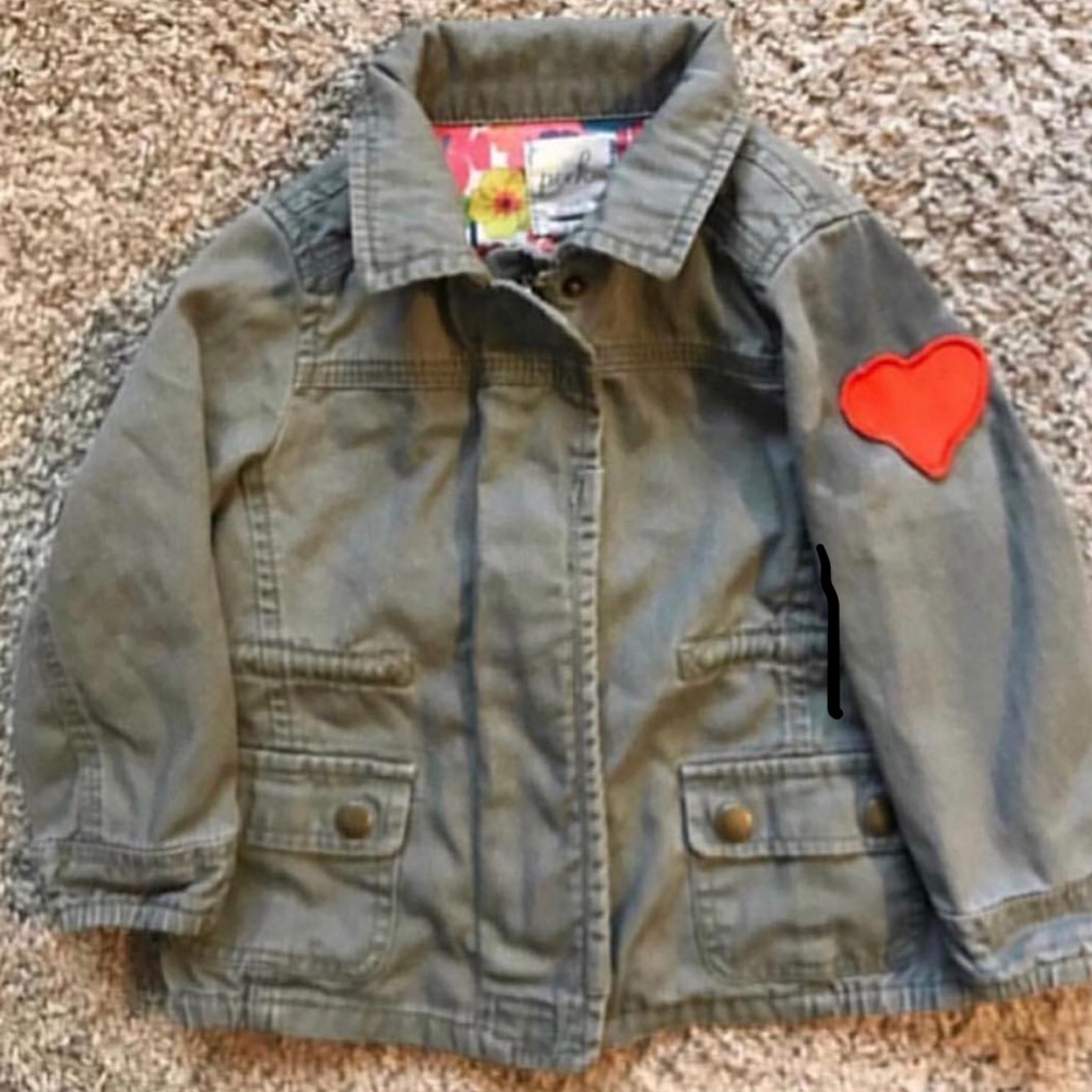 SOLD - PEEK brand toddler army jacket with heart patch